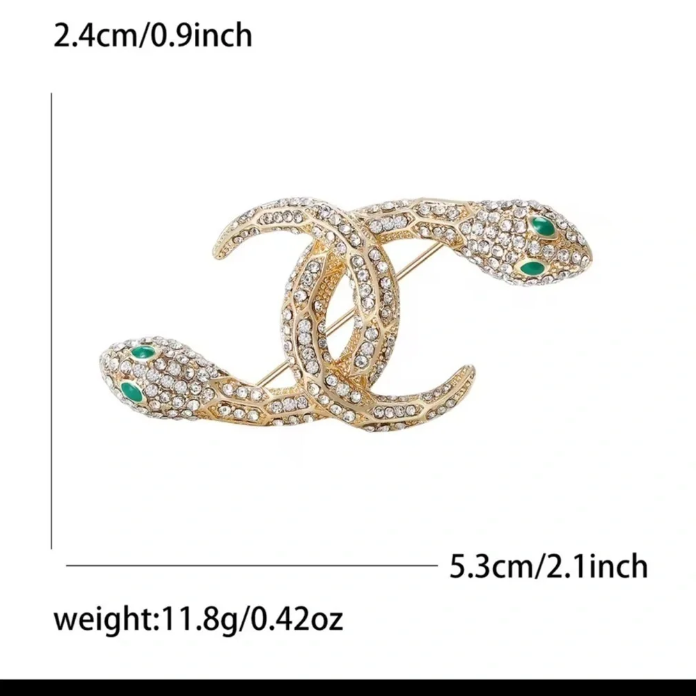 Serpenti Snake Gold Crystal Green Eyes Brooch
